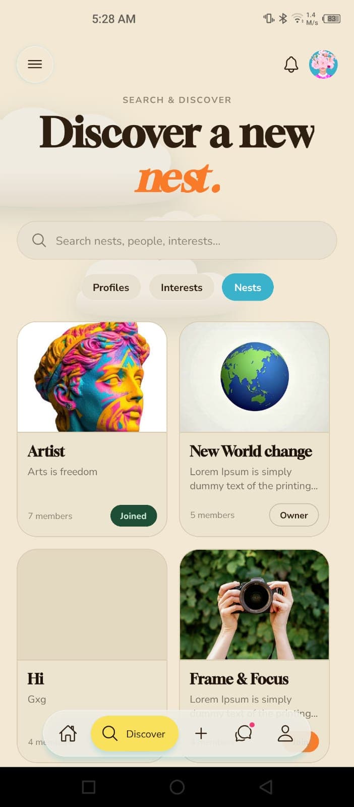 Hatch Social app screen