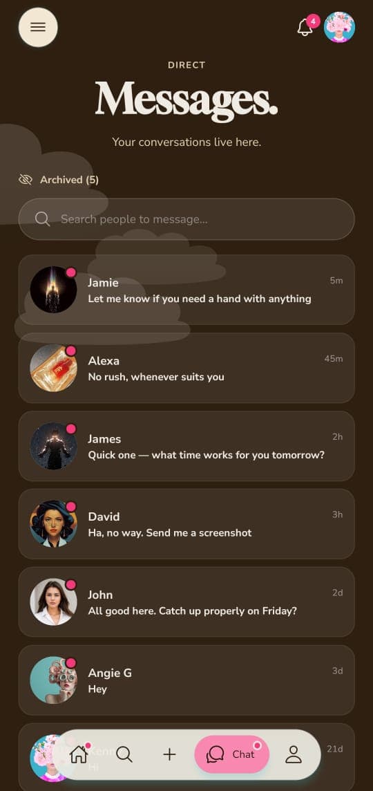 Hatch Social app screen